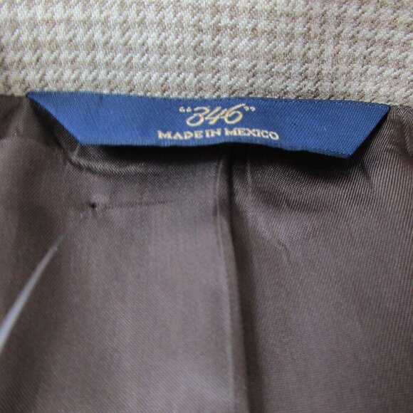 Brooks Brothers 346 Blazer Jacket Mens Beige Houndstooth Wool Single Breasted - Picture 3 of 13